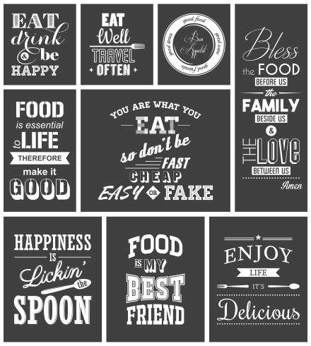 Set of vintage food typographic quotes